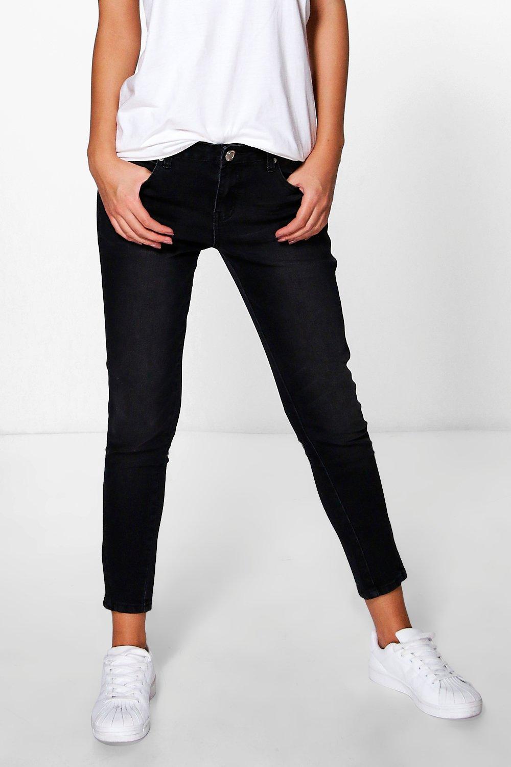high waist side stripe jeans