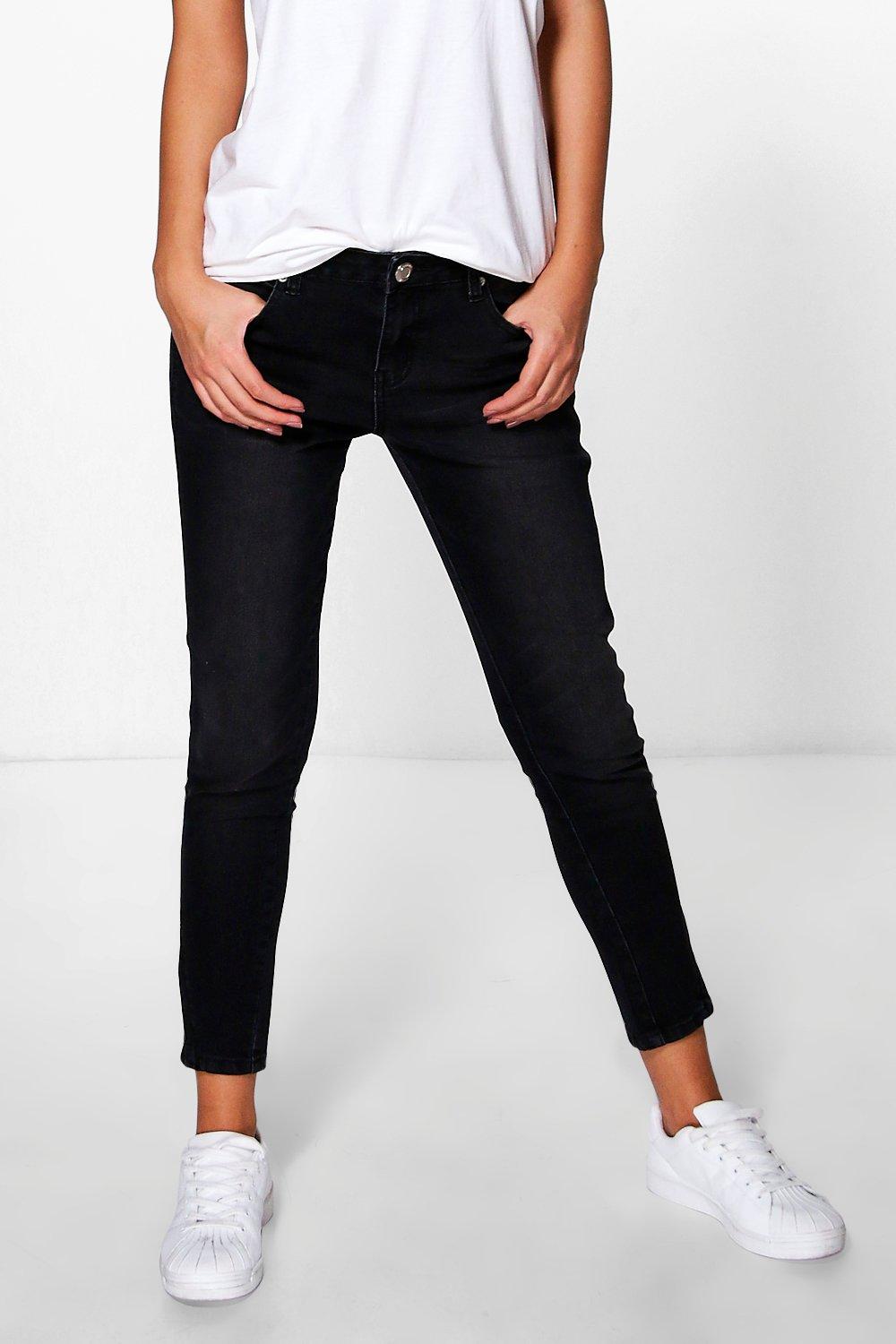 high waisted jeans with side stripe