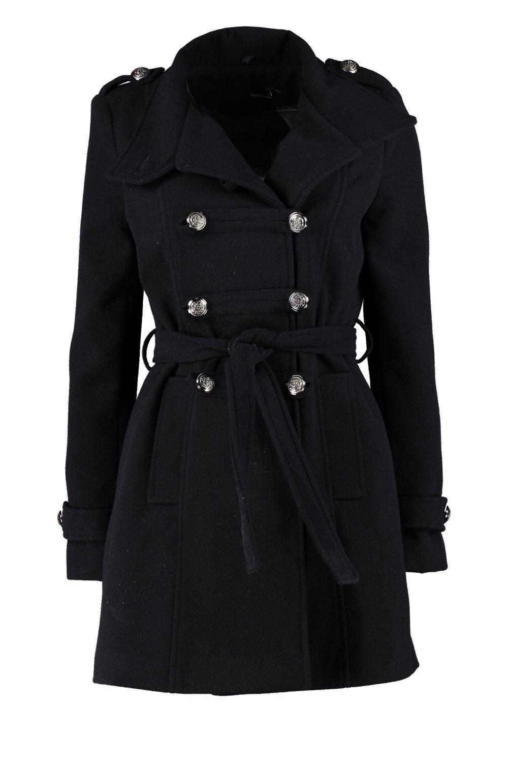 Boohoo Womens Jade Military Wool Look Coat