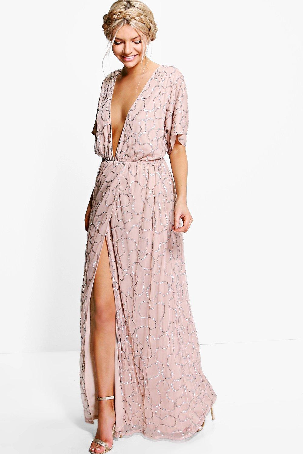 sequin plunge maxi dress