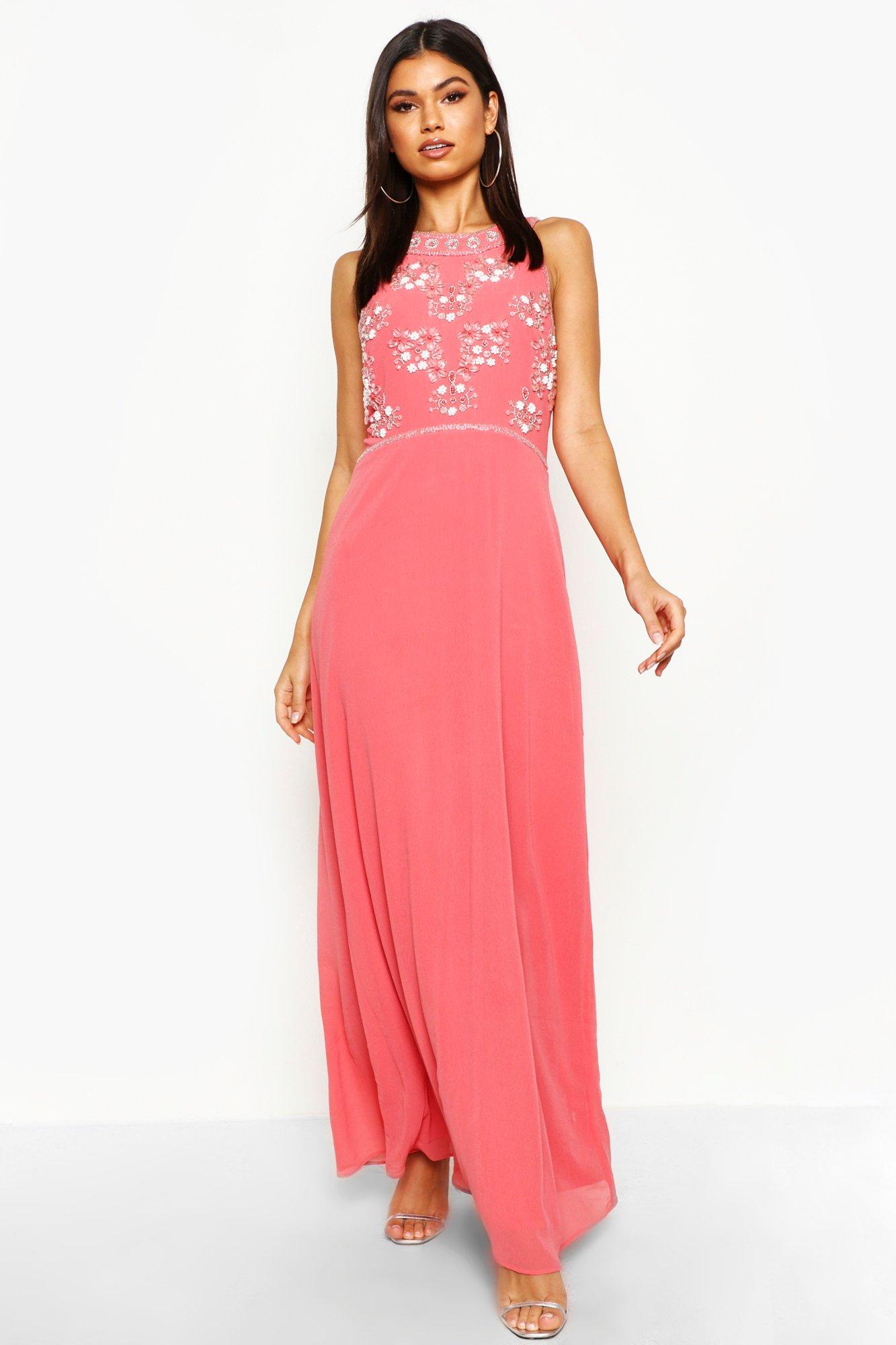 embellished maxi bridesmaid dress