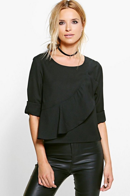 Ellie Ruffle Front Woven Top