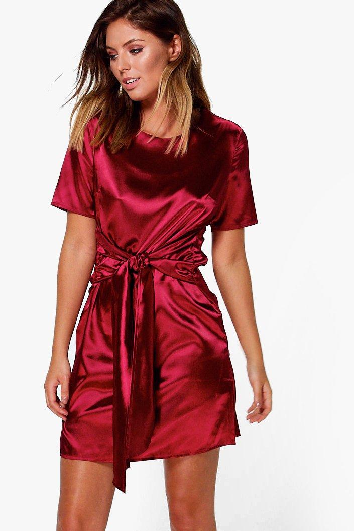 satin shift dress
