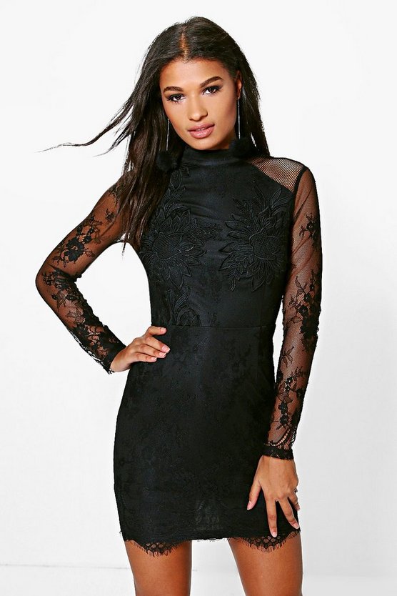 Boutique Fi Eyelash Lace Crochet Bodycon Dress