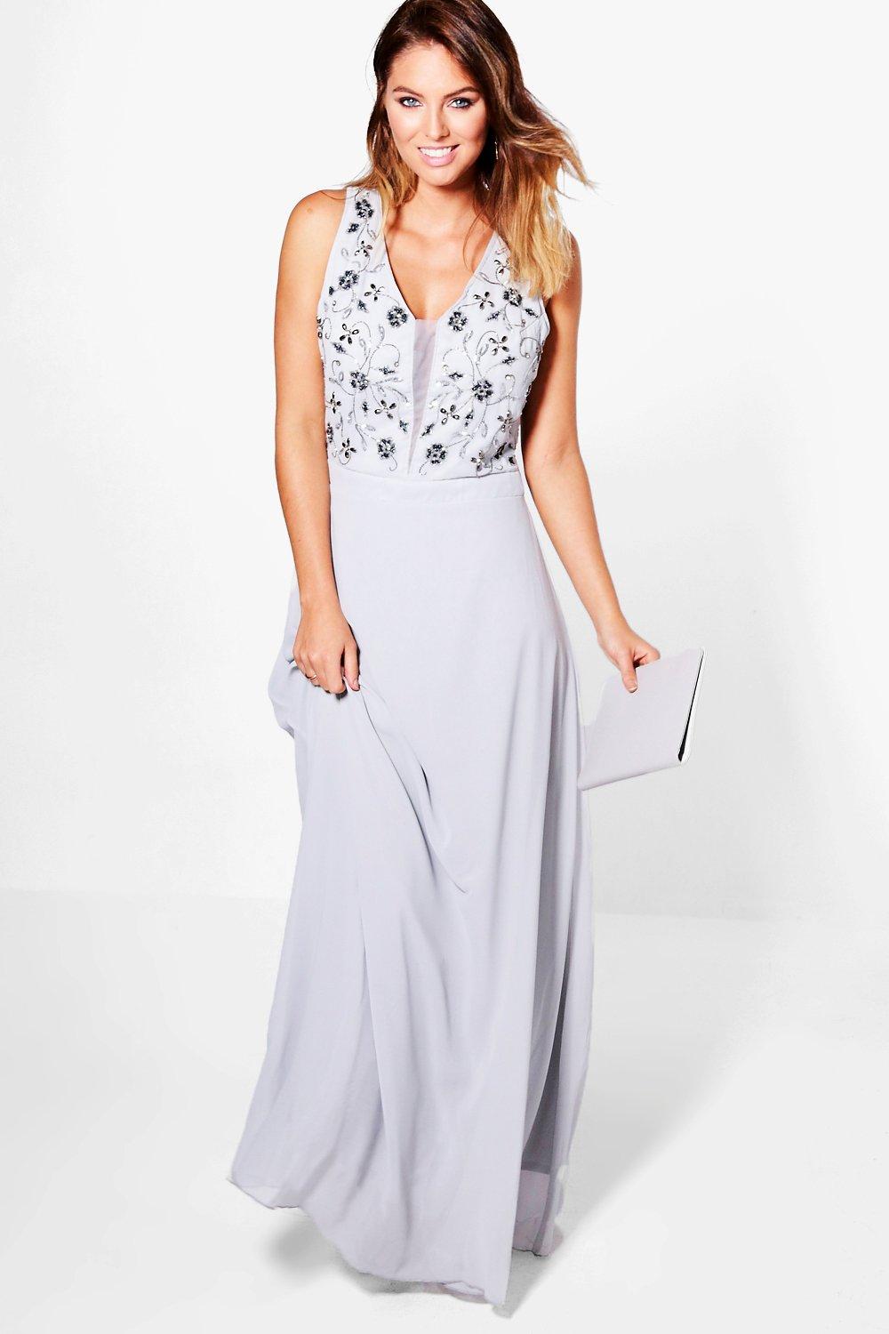 floral embellished maxi dress