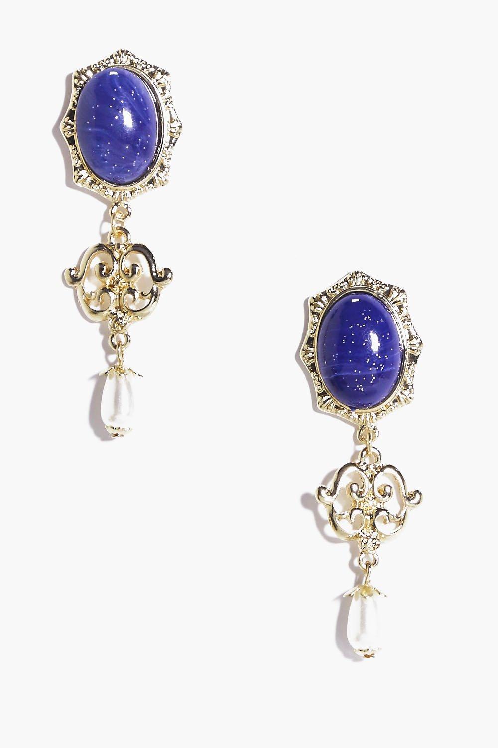 Louise Pearl and Stone Embellished Earrings | Boohoo
