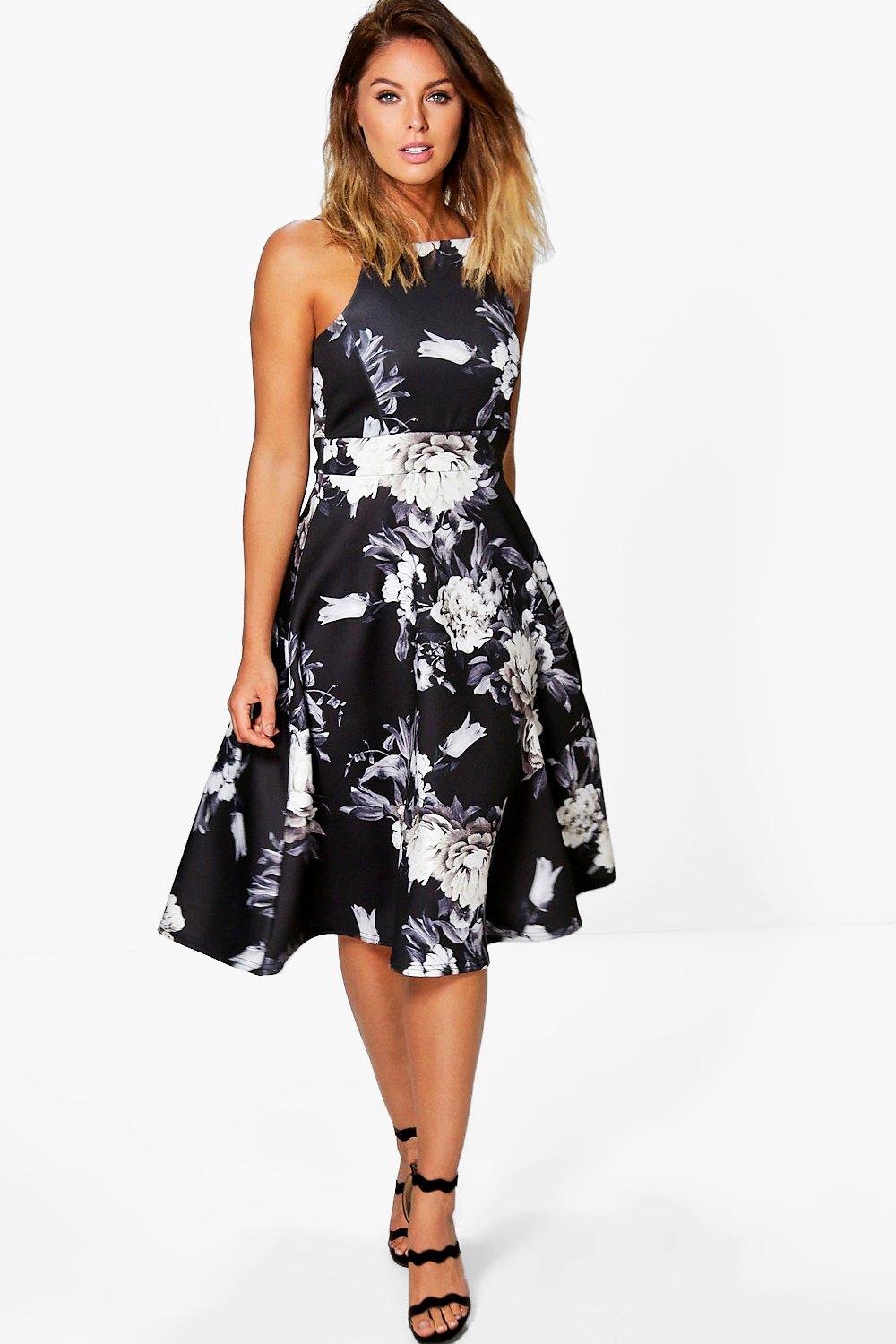 floral midi skater dress