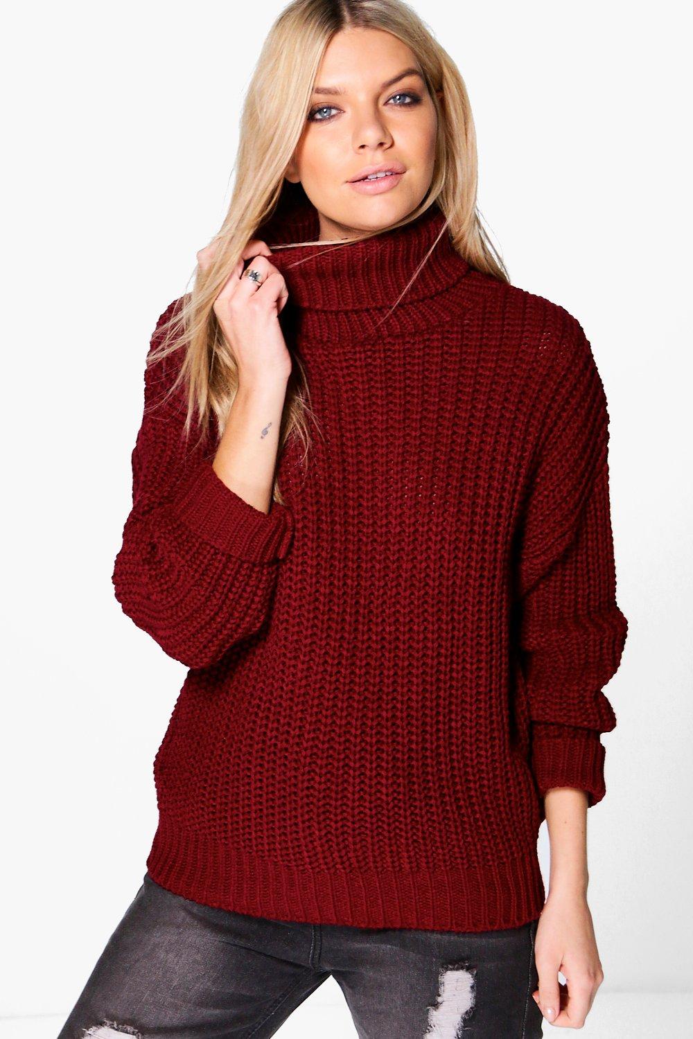 womens chunky roll neck jumper