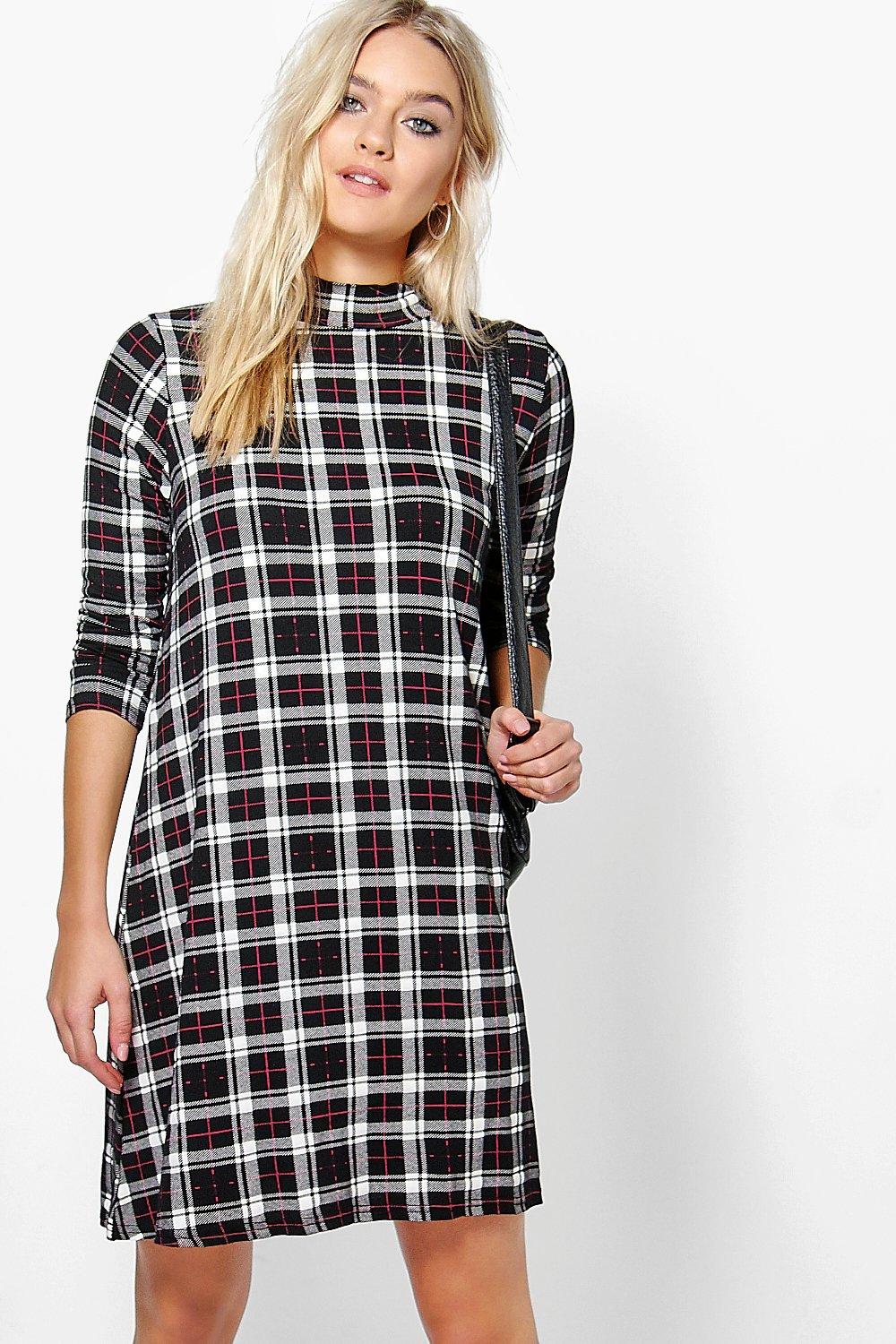 checked swing dress