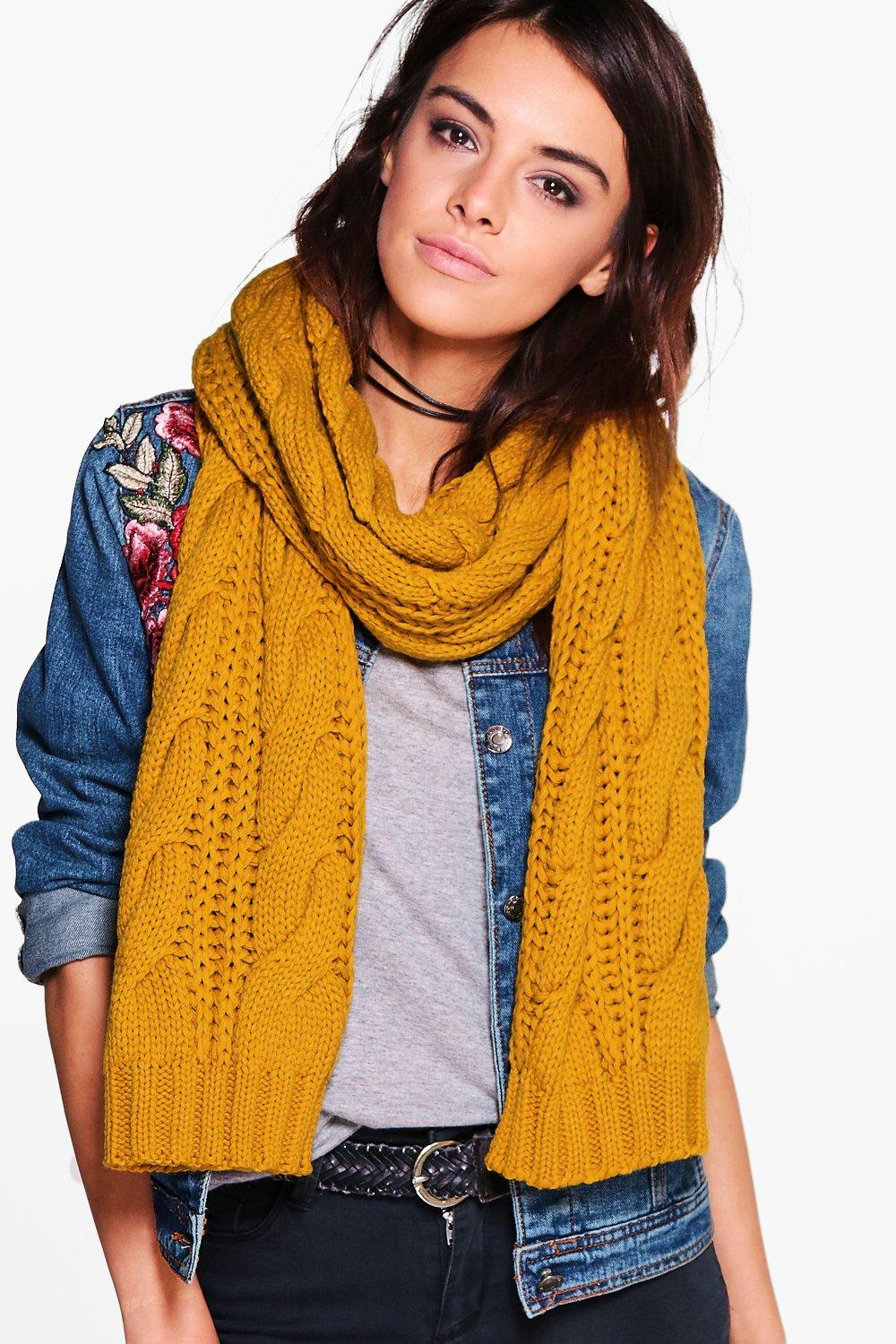 mustard knit scarf