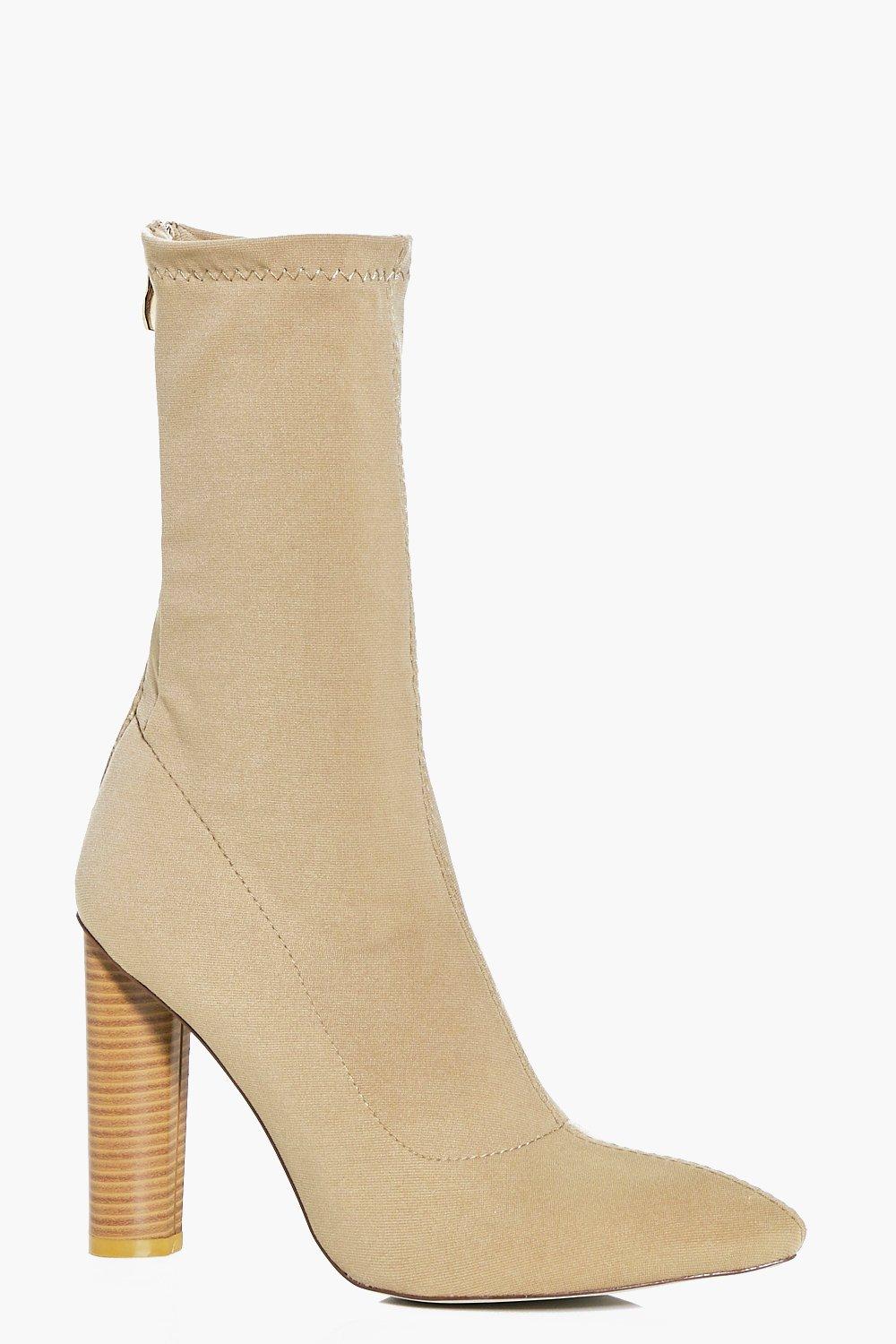 beige sock heels