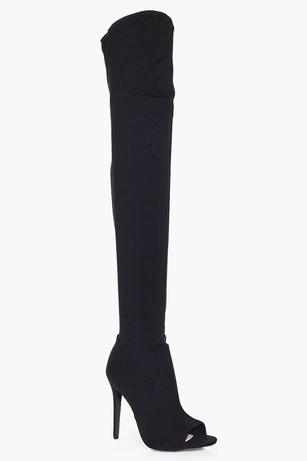 peep toe thigh high boots