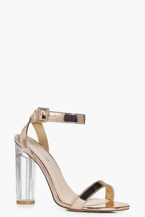 Violet Metallic Two Part Cylinder Clear Heels