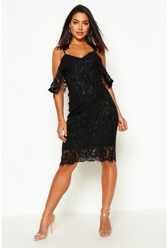 Jess Lace Open Shoulder Midi Dress | Boohoo