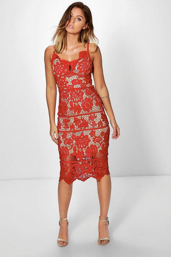 Boutique Jackie Scallop Lace Midi Dress | Boohoo