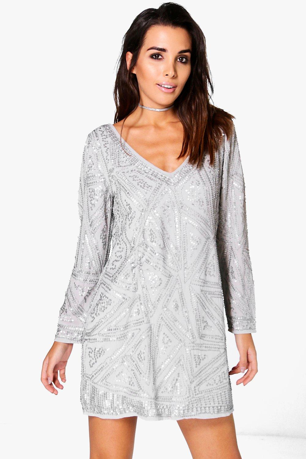 boohoo embellished shift dress