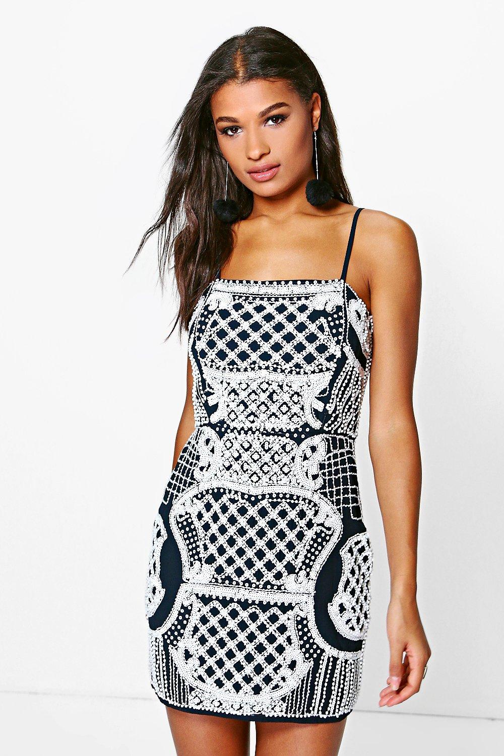 boohoo embellished dress