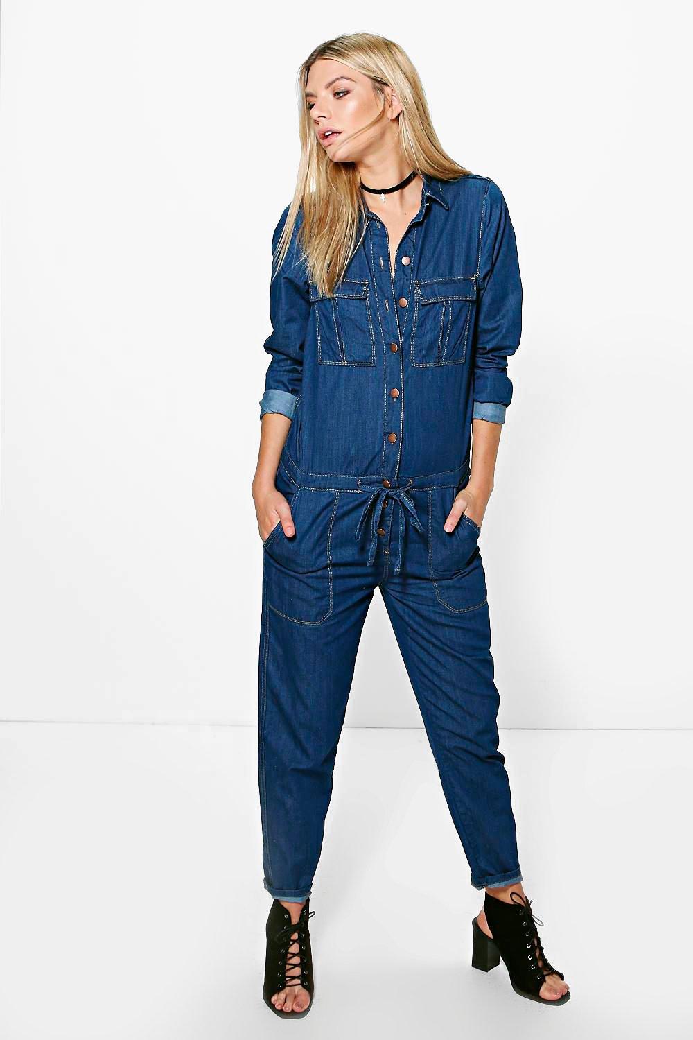 boohoo denim boiler suit
