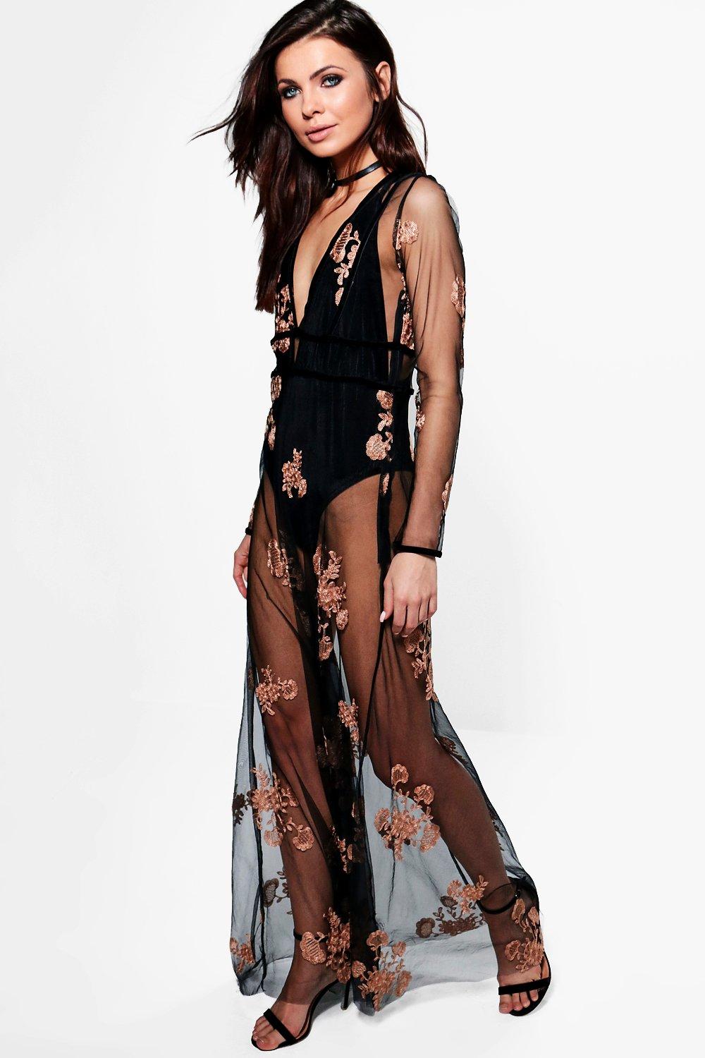 boohoo embroidered dress