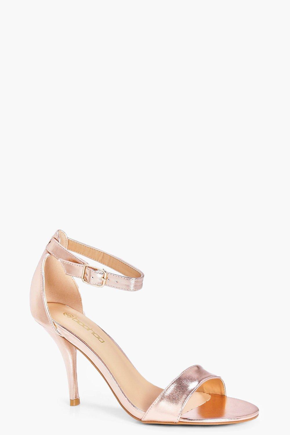 rose gold mid heel sandals