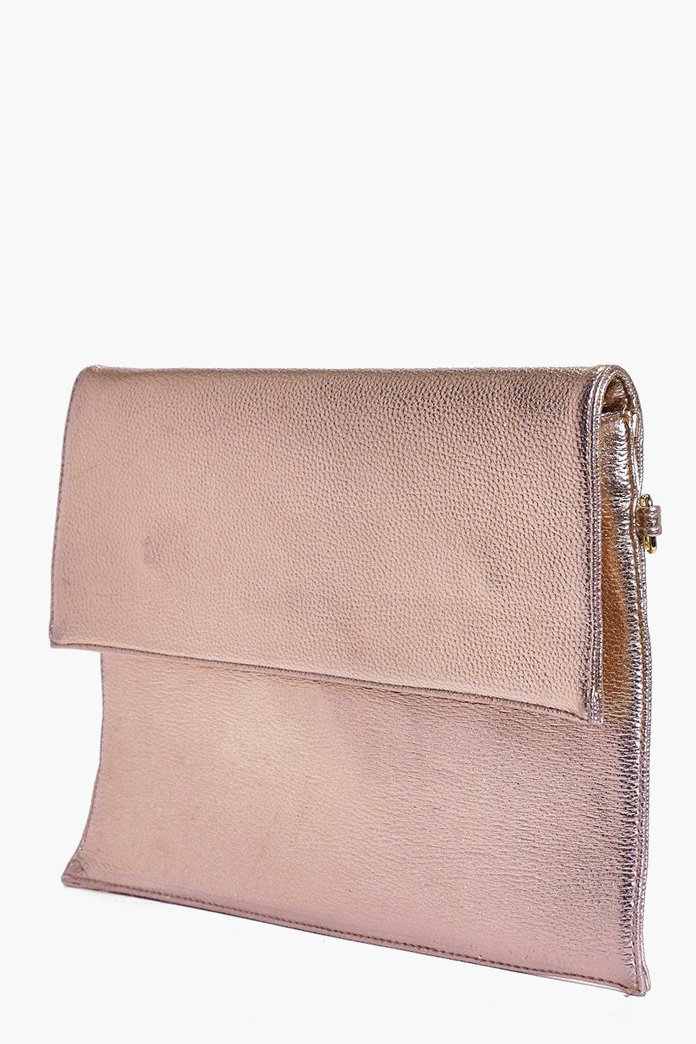 rose gold metallic clutch bag