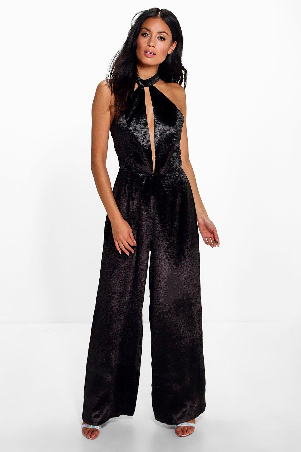 satin jumpsuit wide leg