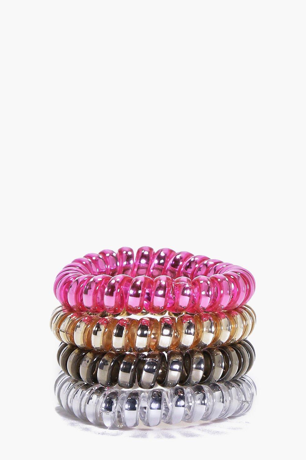Melanie Metallic Jelly Hair Tie 4 Pack Boohoo