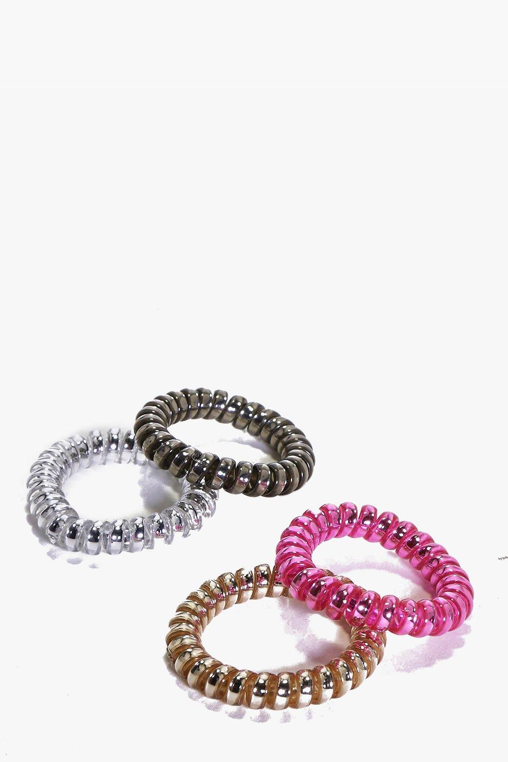 Melanie Metallic Jelly Hair Tie 4 Pack Boohoo
