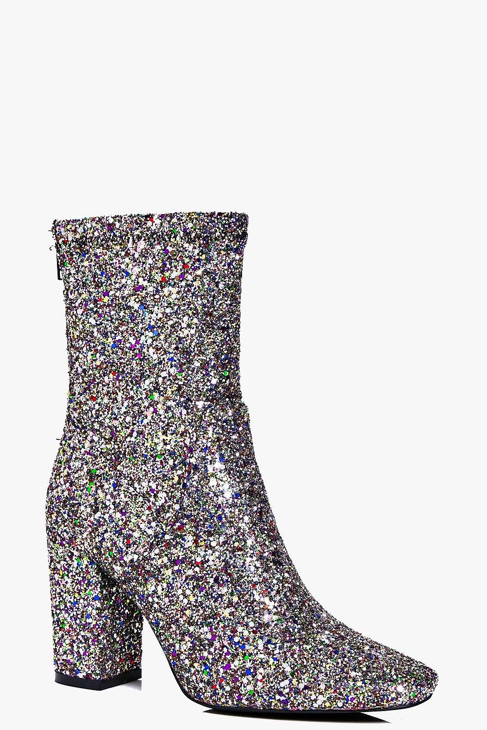 boohoo chunky platform block heel sock boots