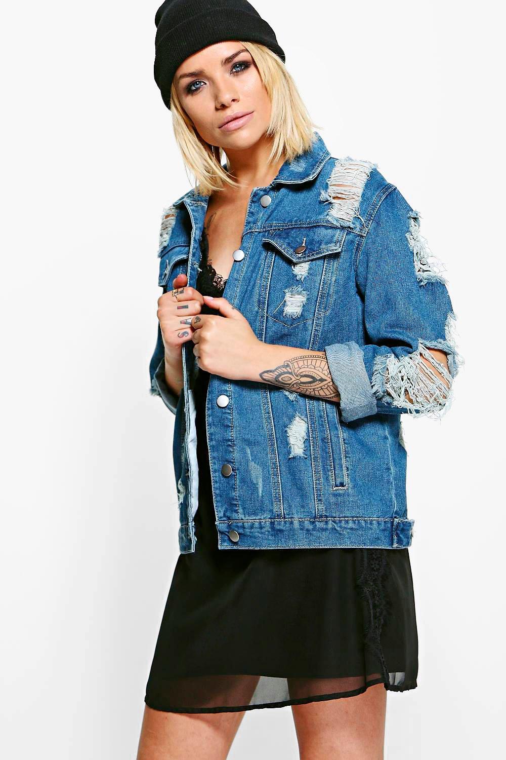 oversized distressed denim jacket womens