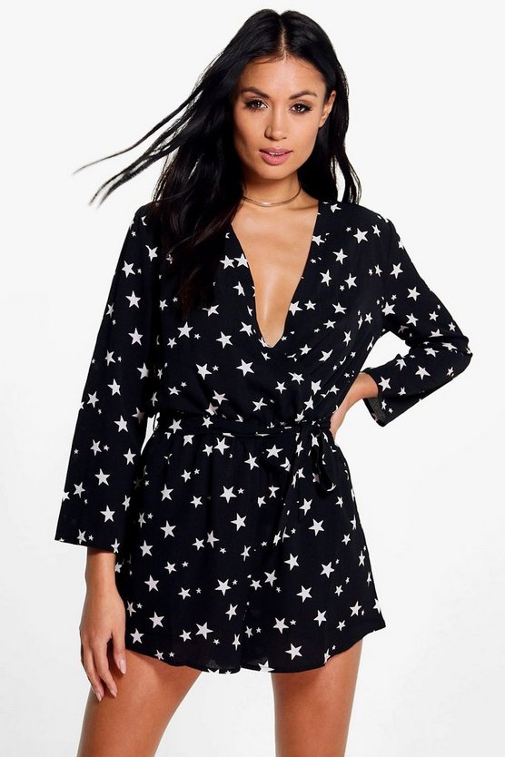 Jessica Star Print Wrap Front Playsuit
