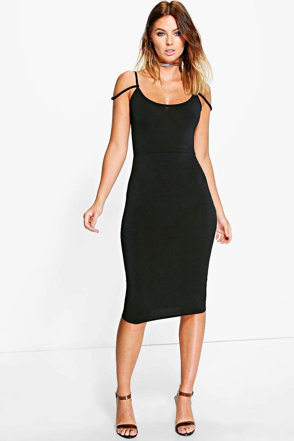 open shoulder midi dress