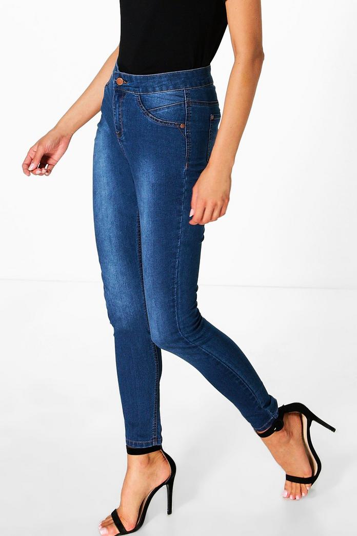 Belle Mid Rise Skinny Tube Jeans | Boohoo