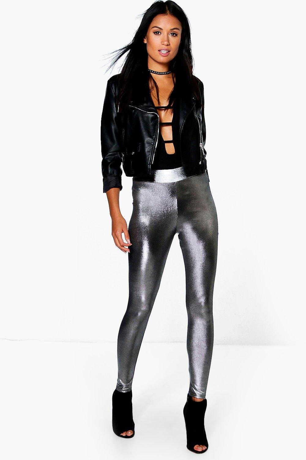 metallic high waisted pants