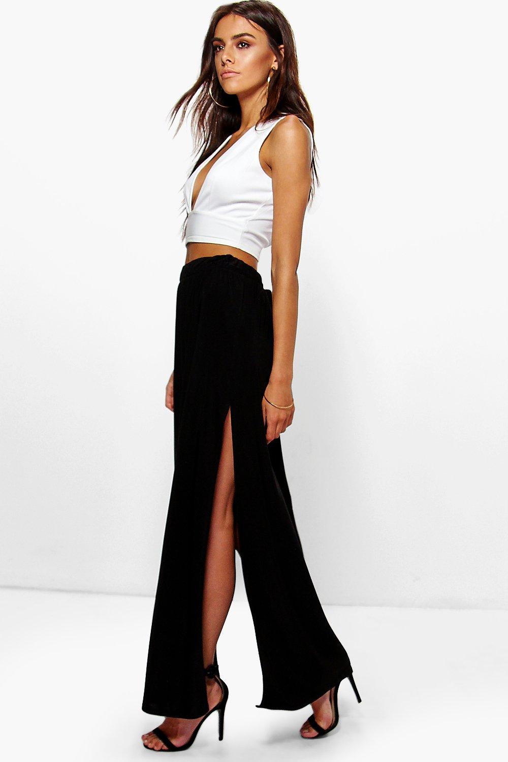 Boohoo Womens Ariella Double Side Split Slinky Maxi Skirt | eBay