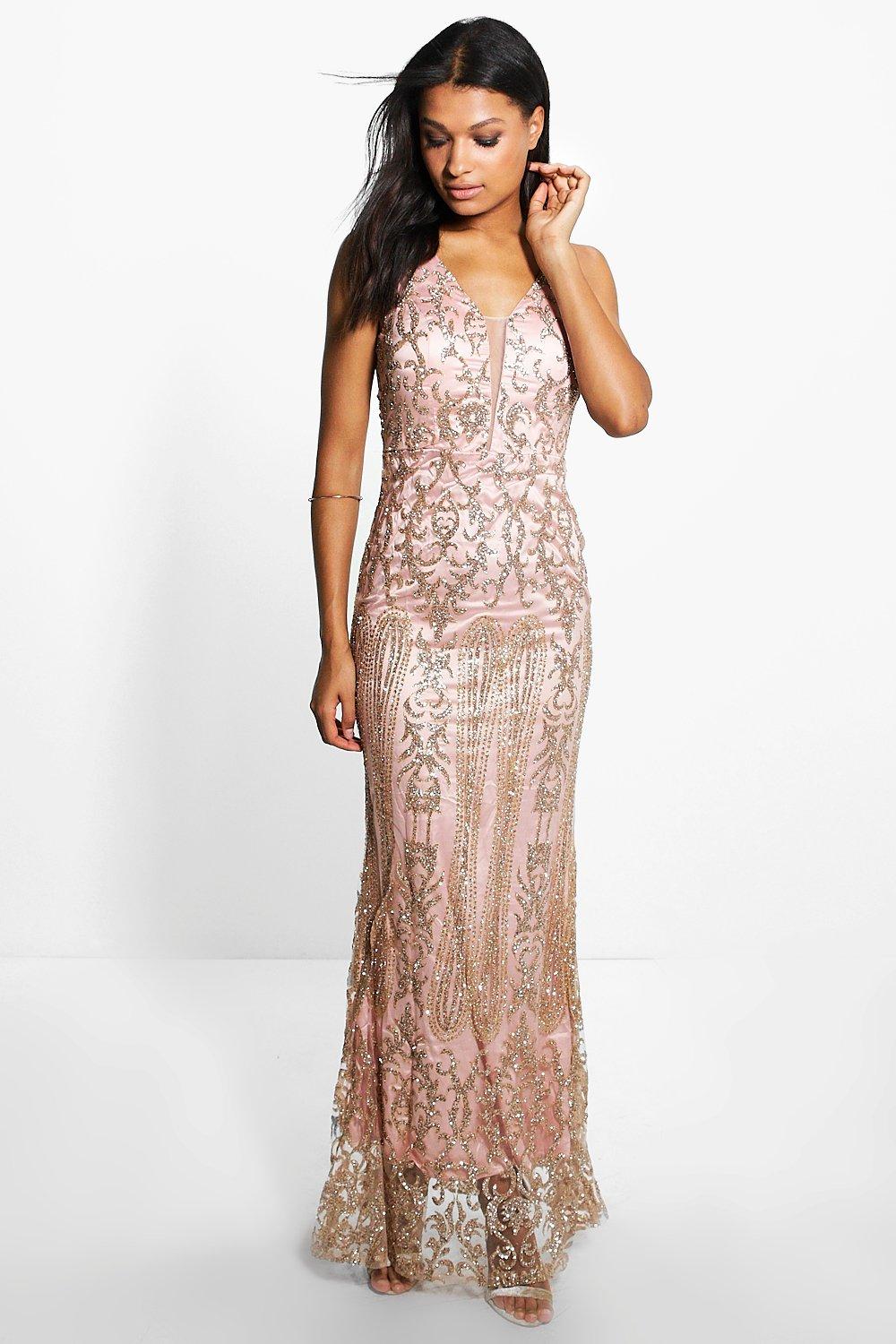 embellished pink maxi dress