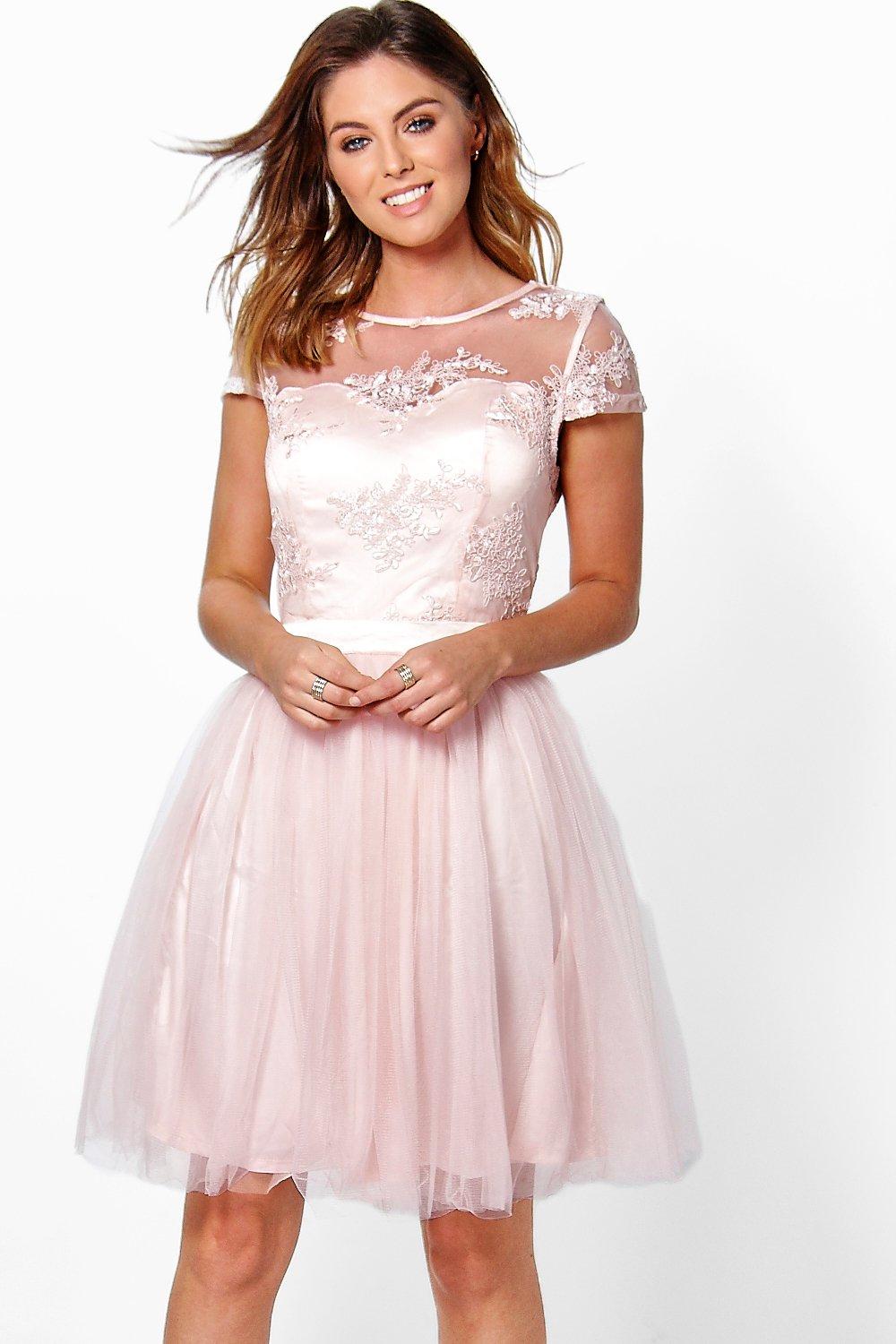 white mesh skater dress