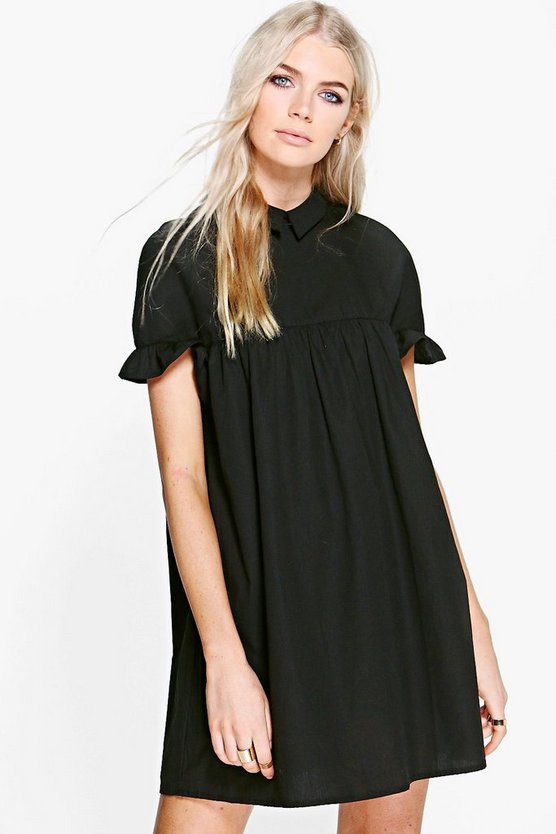 Mia Ruffle Sleeve Shirt Dress | Boohoo