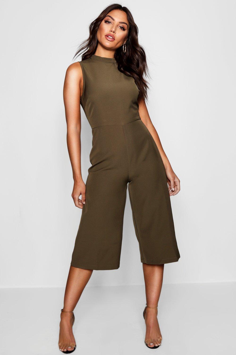 khaki culotte jumpsuit