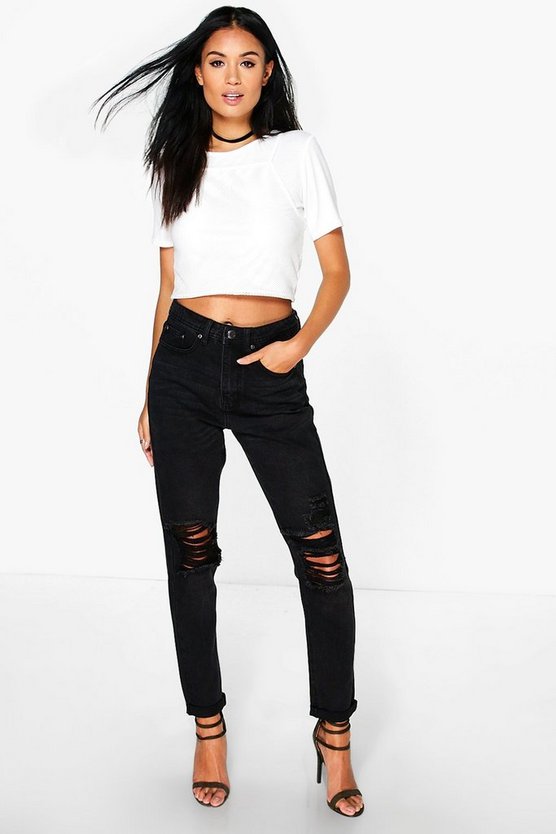 Sophie High Waisted Knee Rip Mom Jeans