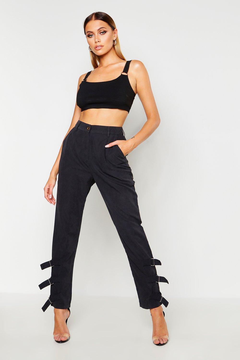 

Nysa Buckle Ankle Soft Touch Utility Trousers, Черный