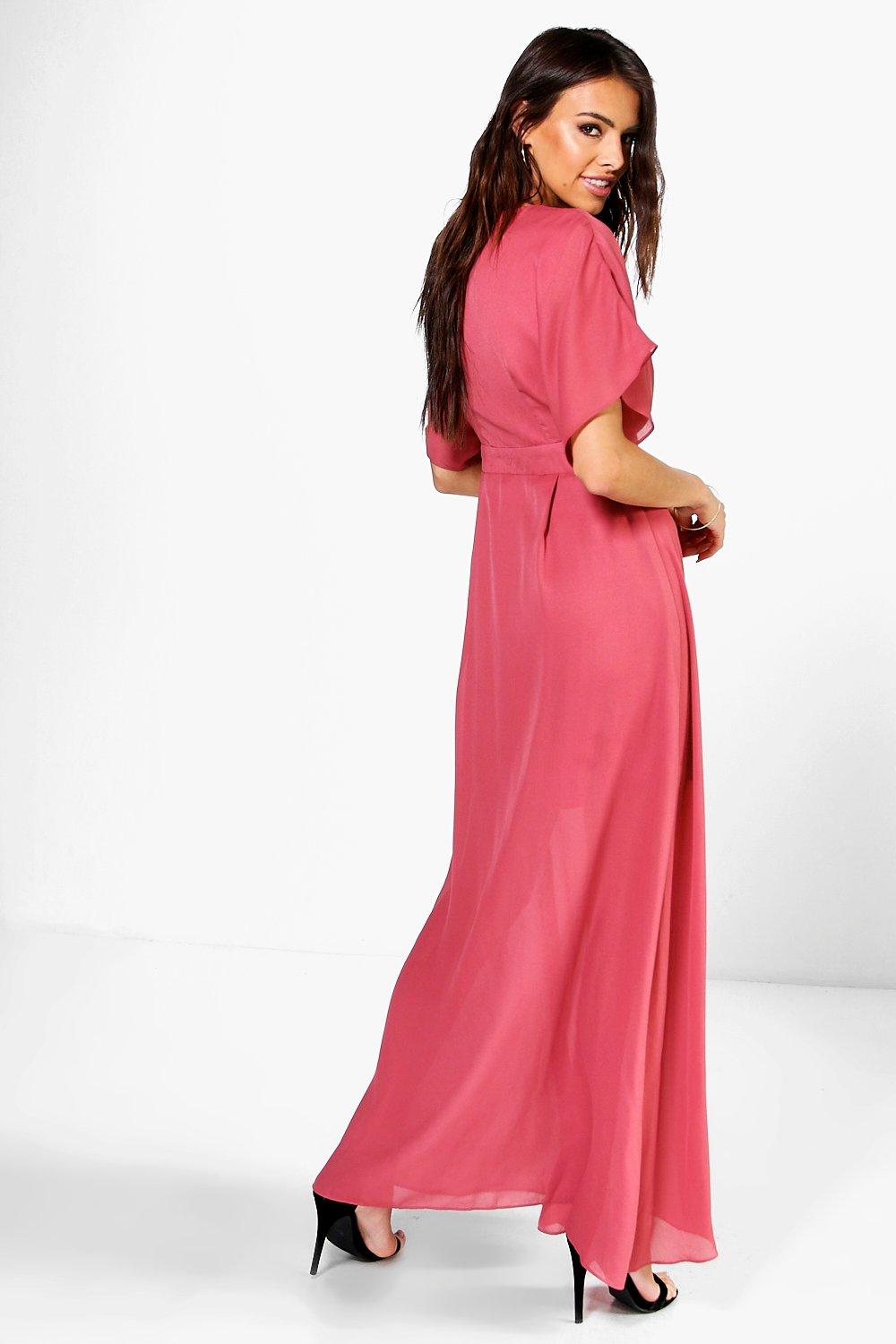 Boohoo Womens Milly Chiffon Kimono Sleeve Wrap Maxi Dress | eBay