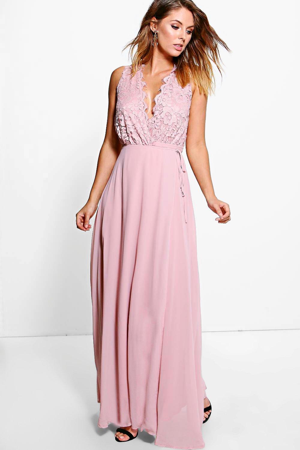 lace scallop maxi dress