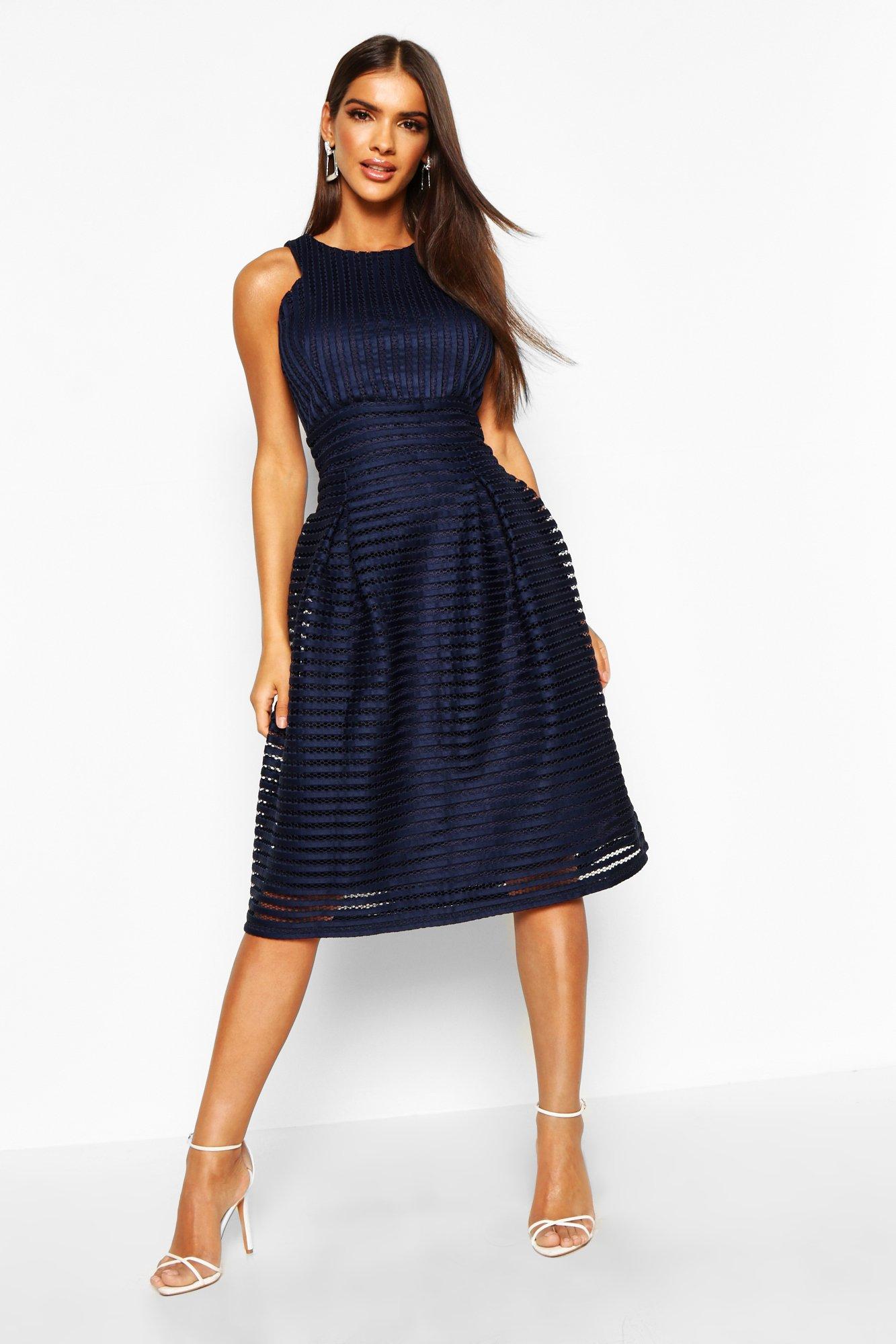 boohoo navy skater dress