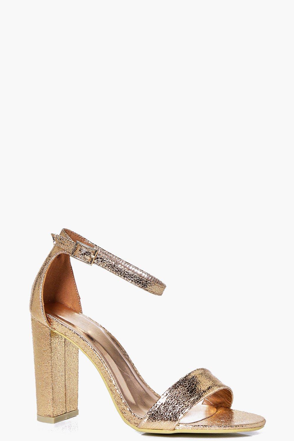 metallic block heels