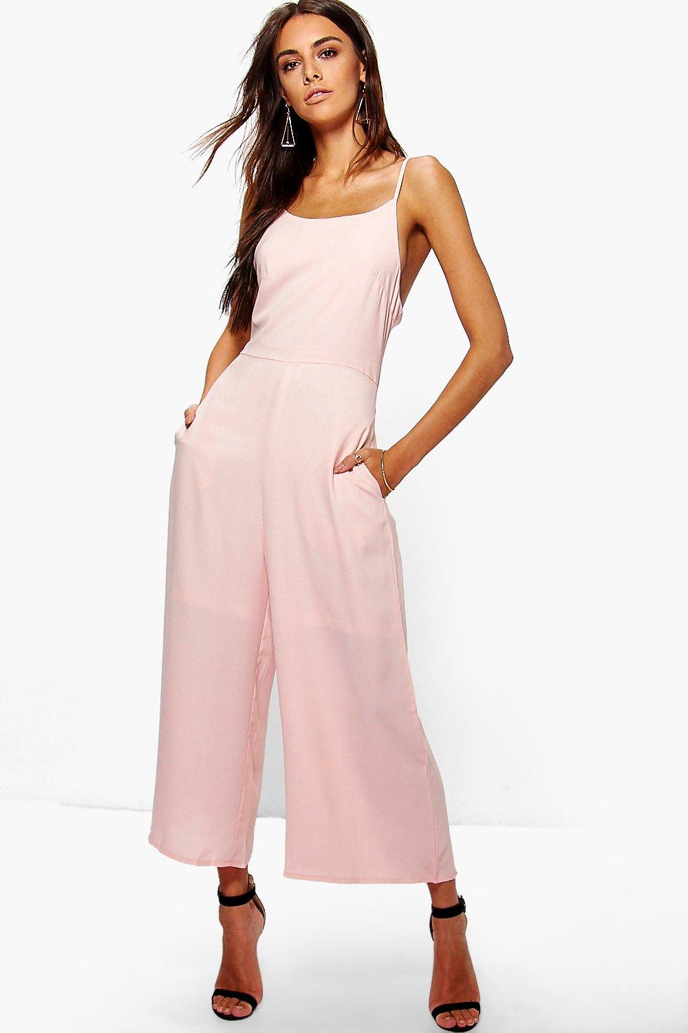 Nia Low Back Woven Culotte Jumpsuit | Boohoo
