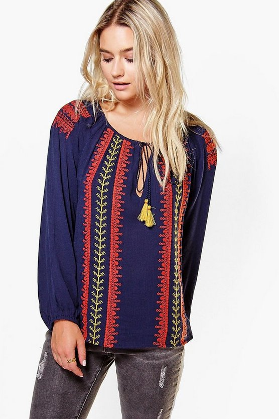 Molly Embroidered Smock Top | Boohoo
