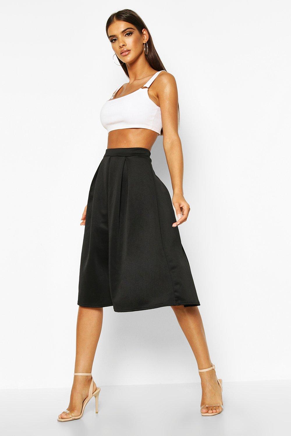 Boohoo Womens Beau Scuba Box Pleat Midi Skirt | eBay