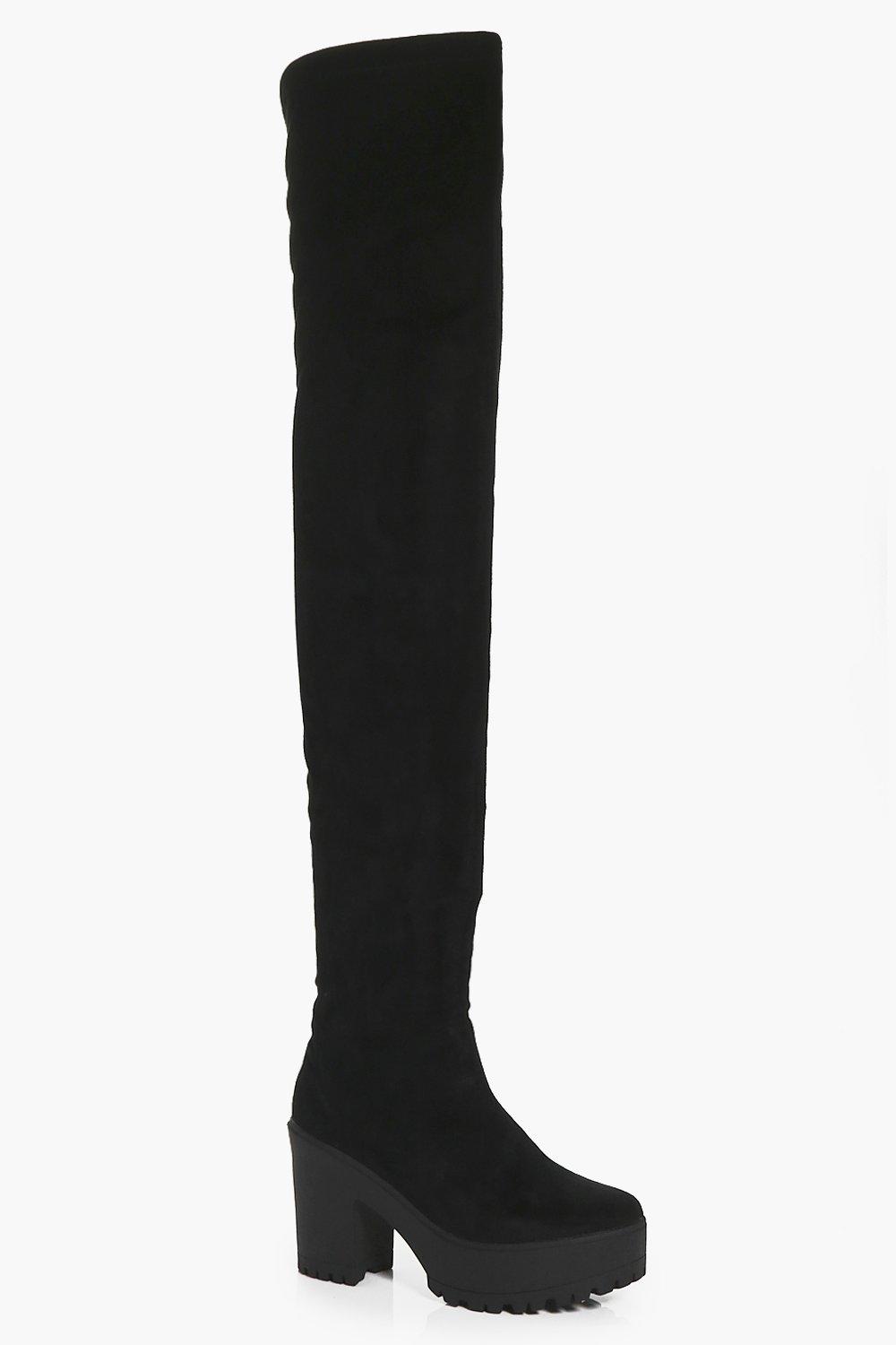 cleated thigh high boots