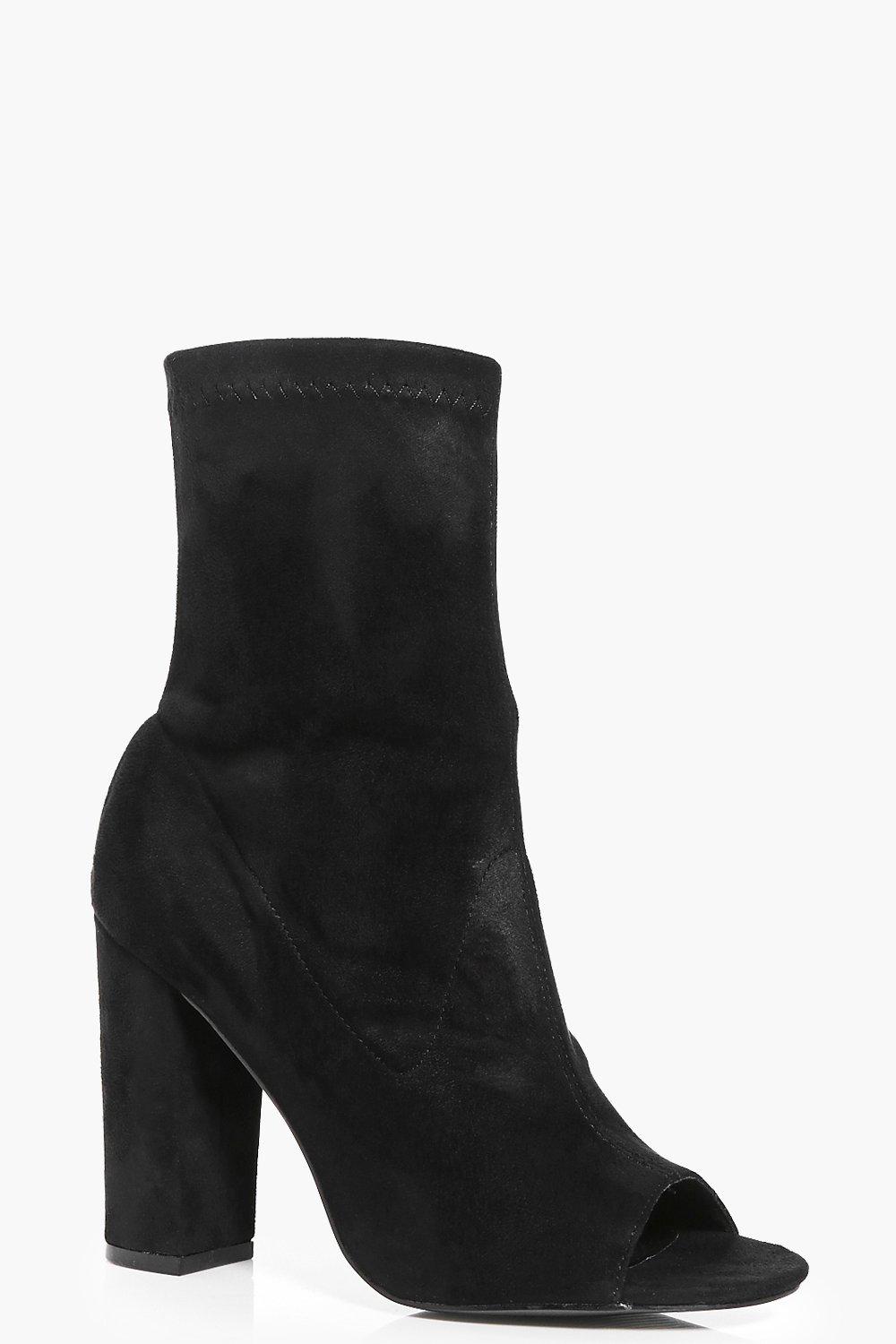 open toe heeled boots